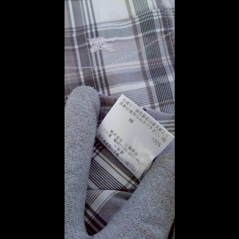 絕版BURBERRY 博柏利 BLACK LABEL 黑標 戰馬 男馬德拉斯格紋長袖襯衫2號-8