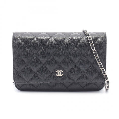 香奈兒 (CHANEL) 絎縫鏈條斜背包 AP0250 小牛皮 黑色 二手 SHW