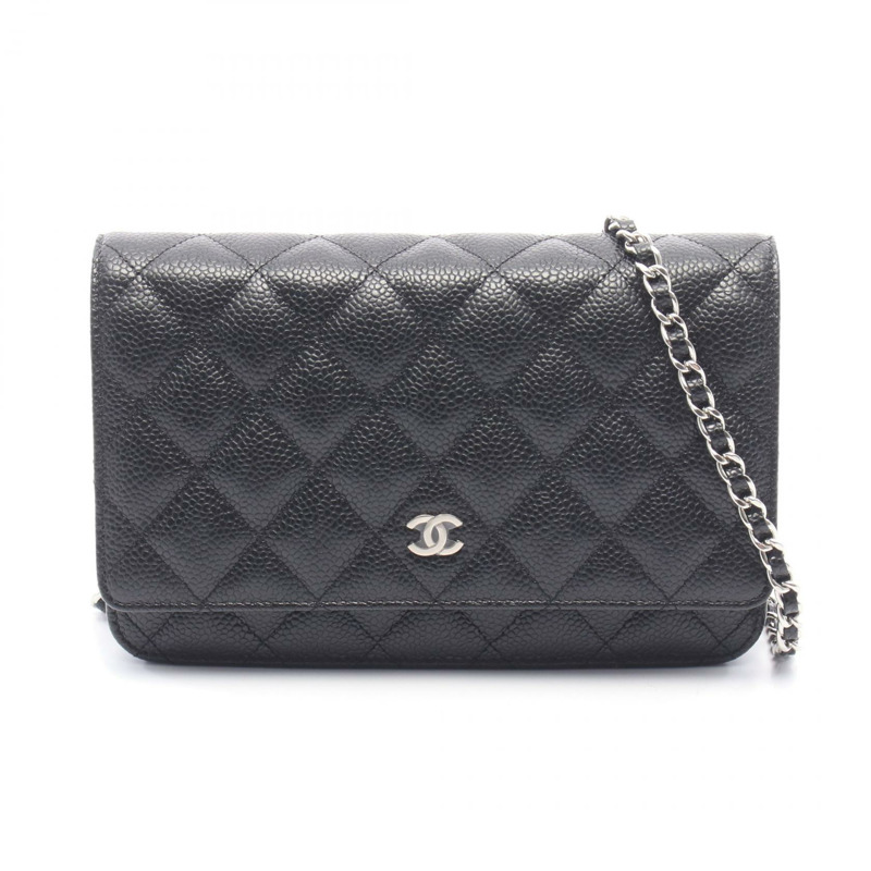 香奈兒 (CHANEL) 絎縫鏈條斜背包 AP0250 小牛皮 黑色 二手 SHW-0