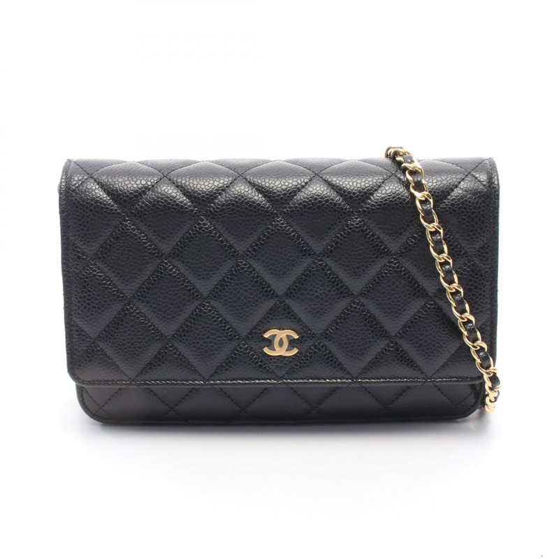 香奈兒 (CHANEL) 絎縫肩鏈斜背包 AP0250 小牛皮 GHW 黑色 二手-0
