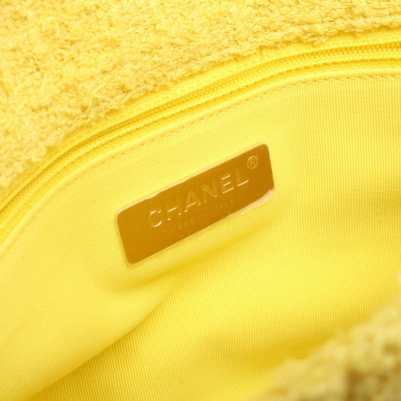 CHANEL 19 dix-neuf 馬特拉斯鏈條單肩斜背包 AS1160 粗呢 黃色-3