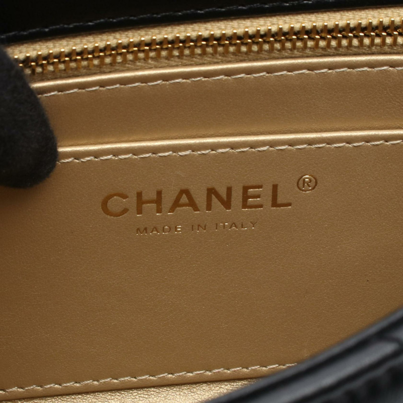 香奈兒 (CHANEL) 頂部手柄絎縫鏈條斜挎單肩包 AS4605 羊皮 BK GHW-3