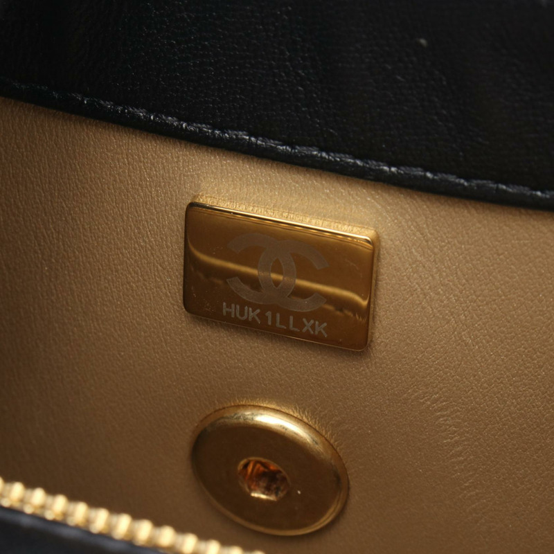 香奈兒 (CHANEL) 頂部手柄絎縫鏈條斜挎單肩包 AS4605 羊皮 BK GHW-4