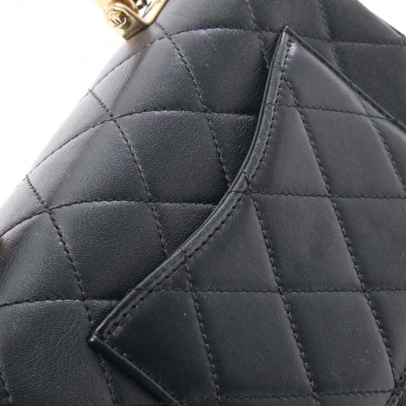 香奈兒 (CHANEL) 頂部手柄絎縫鏈條斜挎單肩包 AS4605 羊皮 BK GHW-8