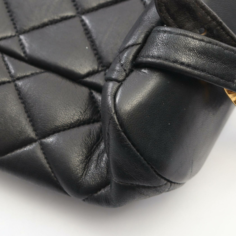 香奈兒 (CHANEL) Matelasse 雙肩包/背包 A10177 羊皮 黑色 二手 金色五金-6