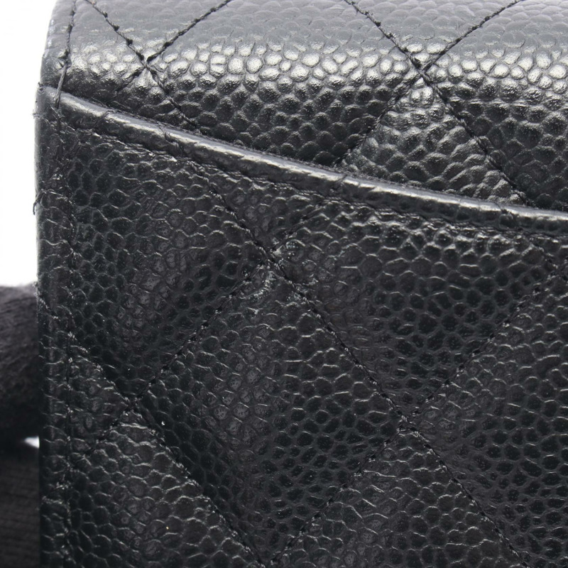 香奈兒 (CHANEL) Matelasse 三折錢包，小巧便攜，小牛皮材質，黑色，二手，金色五金配件-9