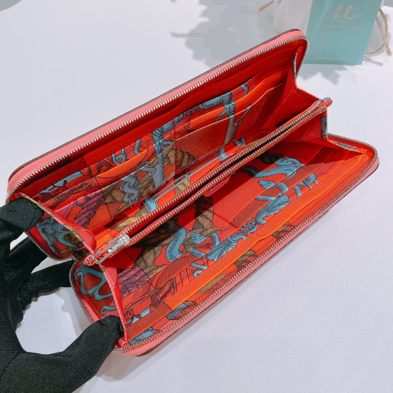 TW4842 Hermes 愛馬仕單色拉鍊長銀包 Silk In Long Wallet Rose Azalee Epsom-8