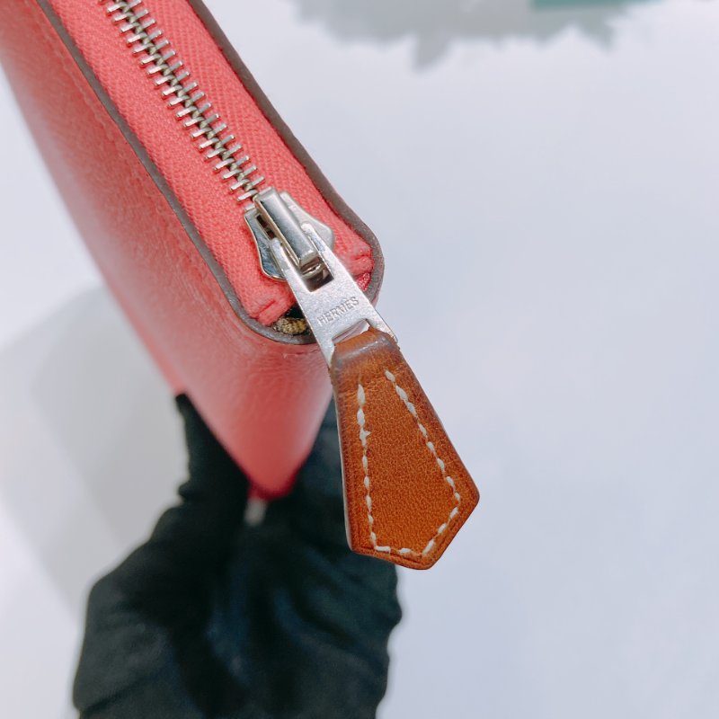 TW4842 Hermes 愛馬仕單色拉鍊長銀包 Silk In Long Wallet Rose Azalee Epsom-9