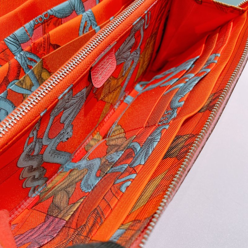 TW4842 Hermes 愛馬仕單色拉鍊長銀包 Silk In Long Wallet Rose Azalee Epsom-12