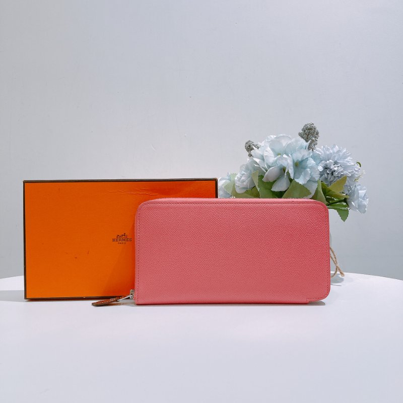 TW4842 Hermes 愛馬仕單色拉鍊長銀包 Silk In Long Wallet Rose Azalee Epsom-19
