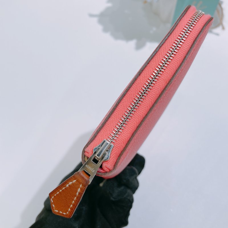 TW4842 Hermes 愛馬仕單色拉鍊長銀包 Silk In Long Wallet Rose Azalee Epsom-21