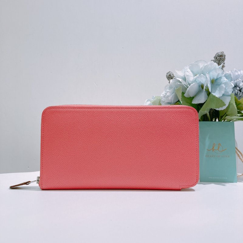 TW4842 Hermes 愛馬仕單色拉鍊長銀包 Silk In Long Wallet Rose Azalee Epsom-24