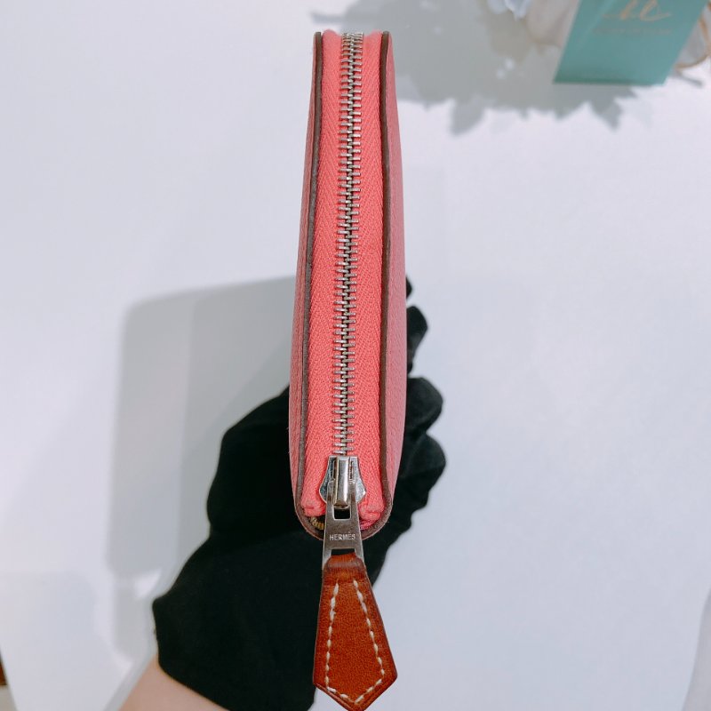 TW4842 Hermes 愛馬仕單色拉鍊長銀包 Silk In Long Wallet Rose Azalee Epsom-26