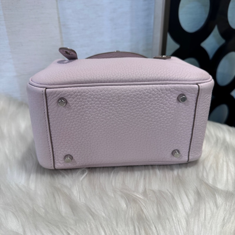 Hermes Mini Lindy 夢幻紫TC拼白Swift銀釦 B刻-4
