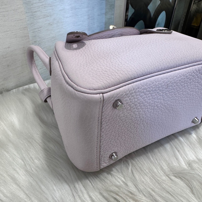 Hermes Mini Lindy 夢幻紫TC拼白Swift銀釦 B刻-5