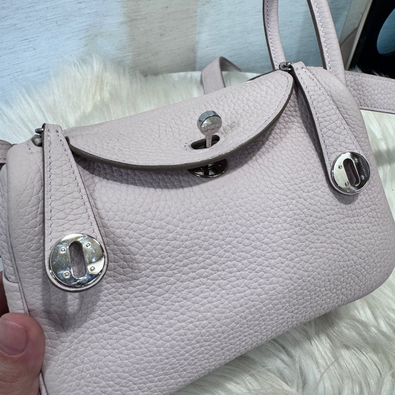 Hermes Mini Lindy 夢幻紫TC拼白Swift銀釦 B刻-7