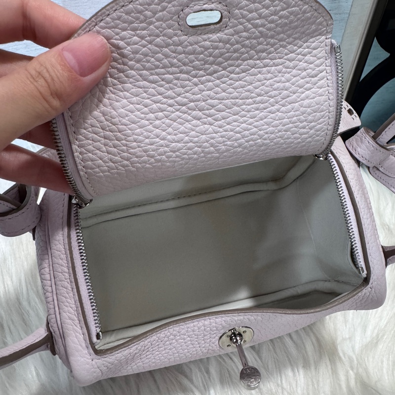 Hermes Mini Lindy 夢幻紫TC拼白Swift銀釦 B刻-8