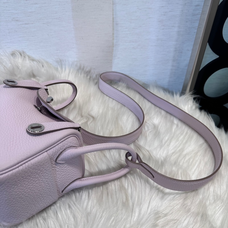 Hermes Mini Lindy 夢幻紫TC拼白Swift銀釦 B刻-9