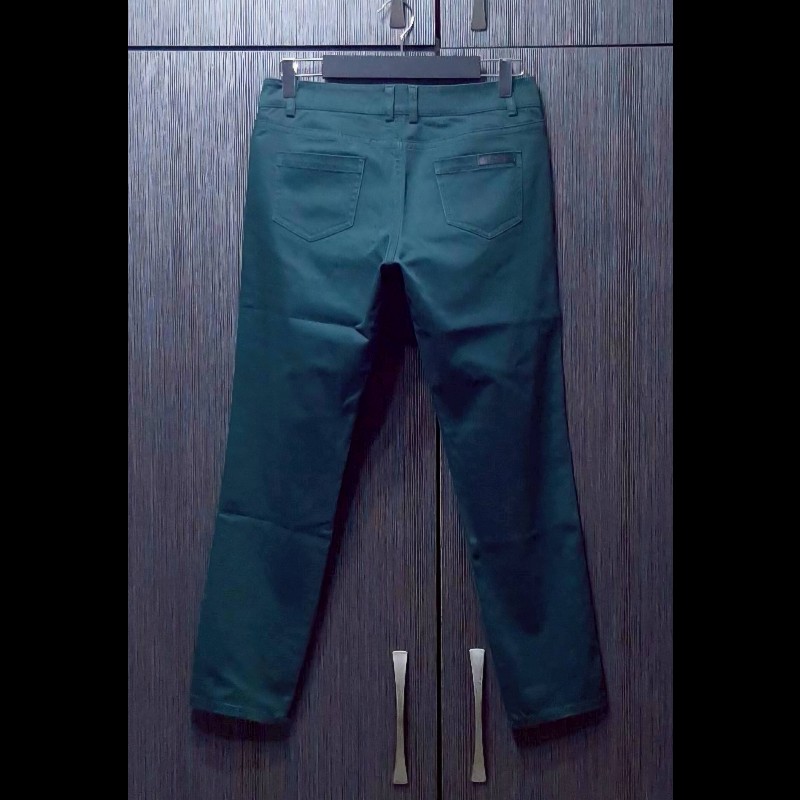 絕版BURBERRY 博柏利 BLUE LABEL 藍標 女墨綠色皮標彈性九分休閒褲38號-1