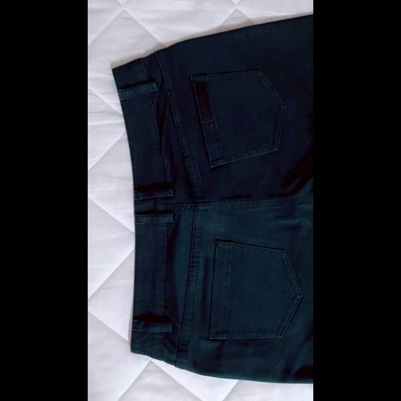 絕版BURBERRY 博柏利 BLUE LABEL 藍標 女墨綠色皮標彈性九分休閒褲38號-3