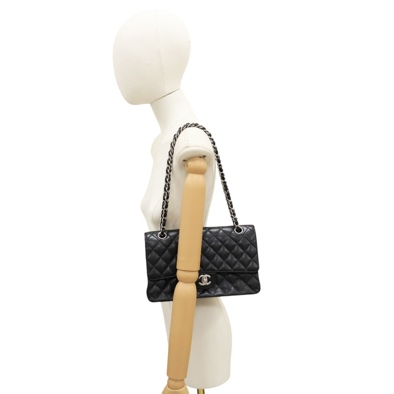 黑色 荔枝紋 牛皮 COCO 25 肩背包 銀釦【CHANEL 香奈兒】 A01112-7