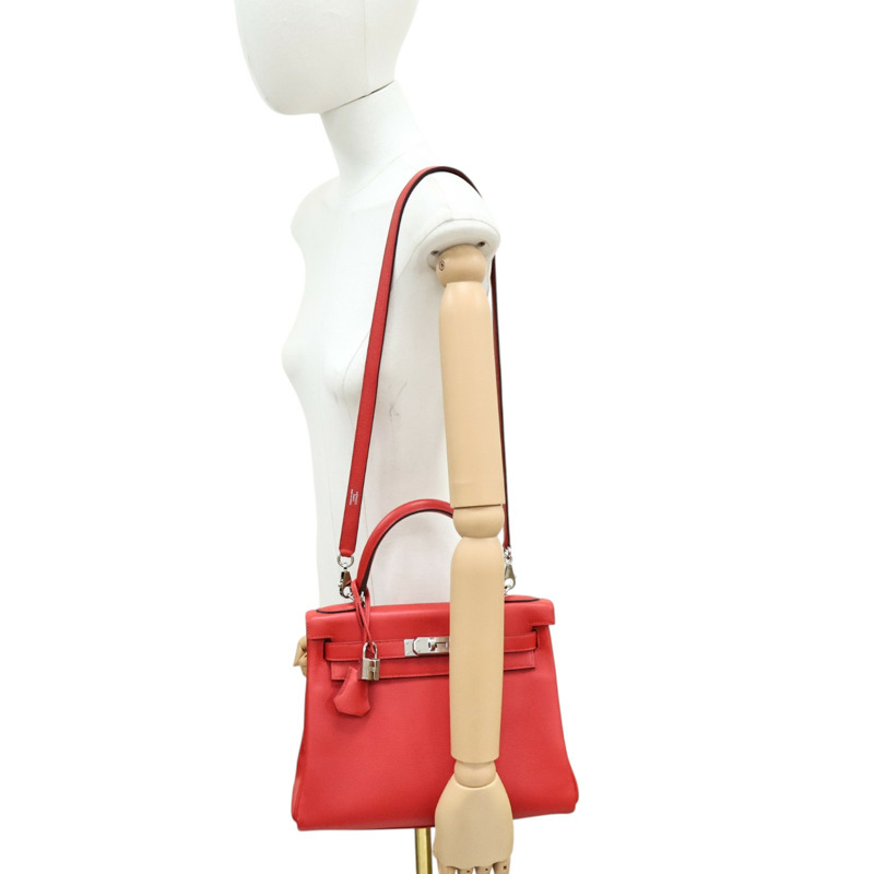 紅色 Evercolor牛皮 Kelly 28 凱莉包 兩用包 D刻 銀扣【HERMES 愛馬仕】-7