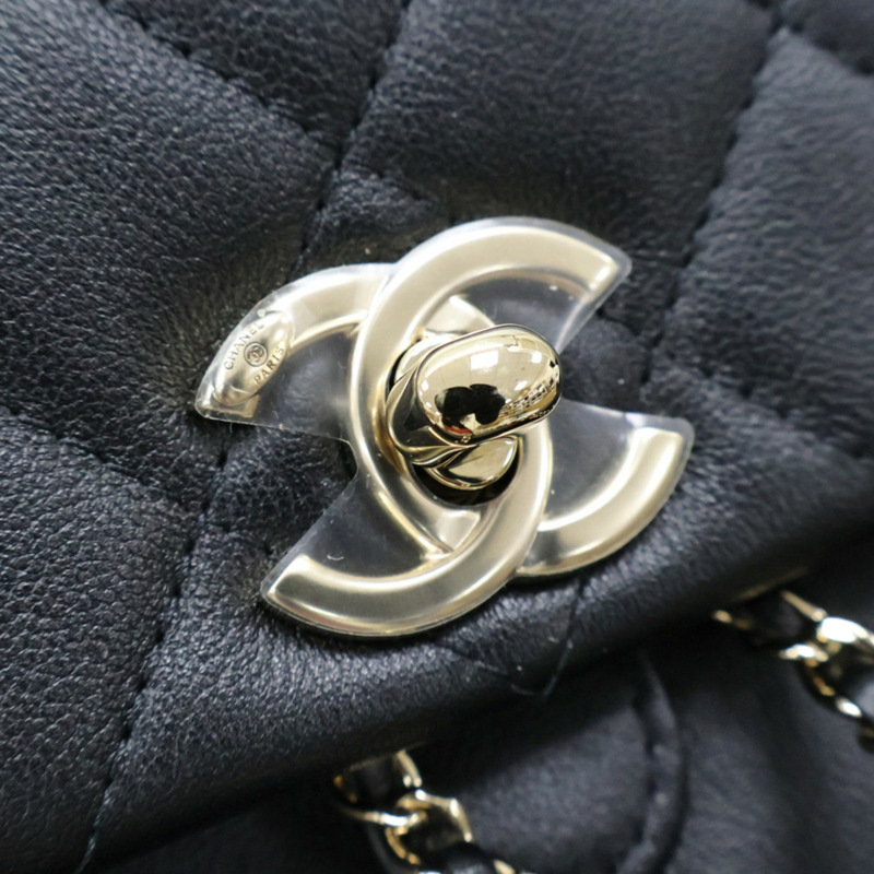 黑色 菱格紋牛皮 Duma Drawstring 後背包【CHANEL 香奈兒】 AS3618-5