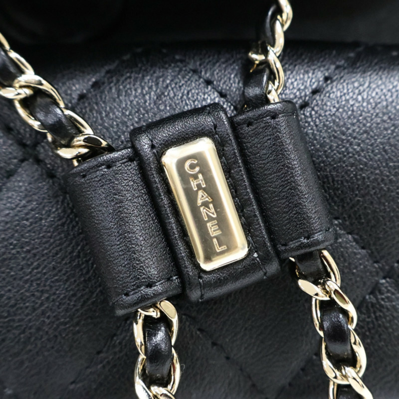 黑色 菱格紋牛皮 Duma Drawstring 後背包【CHANEL 香奈兒】 AS3618-8