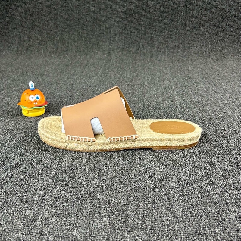 Hermes 愛馬仕棕色草編露趾拖鞋 尺碼：42 碼🧡已貼底-2