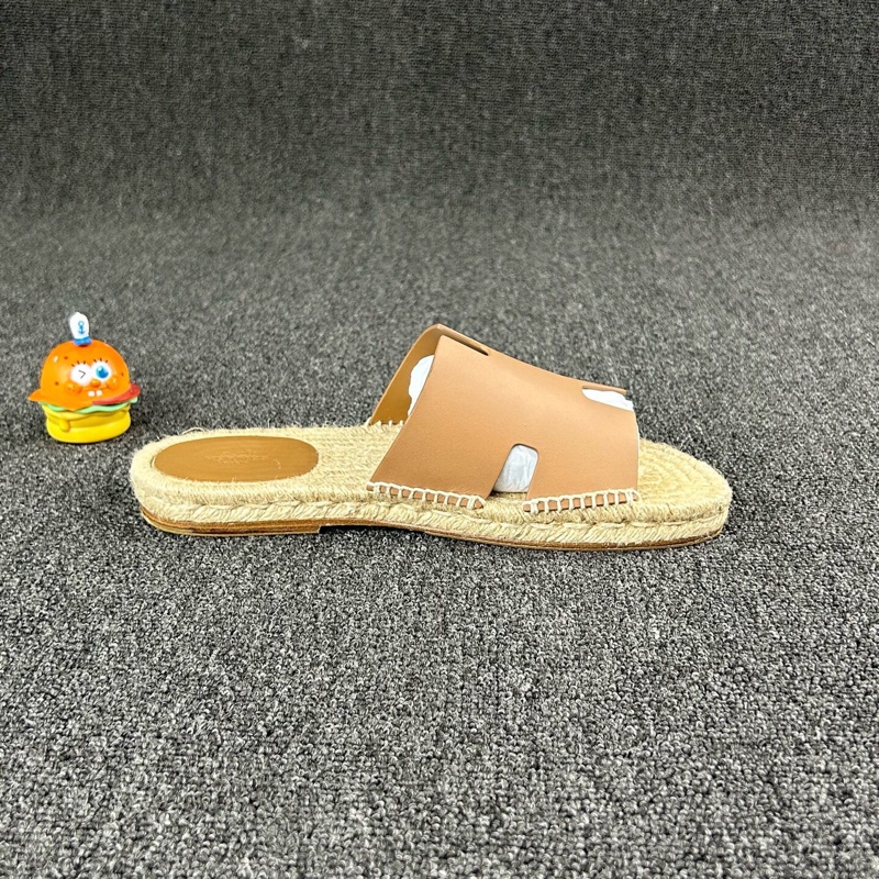 Hermes 愛馬仕棕色草編露趾拖鞋 尺碼：42 碼🧡已貼底-3