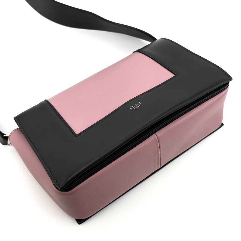 CELINE frame拼色銀扣肩背豆腐包 25*15*11 98新配件塵袋 購證-3