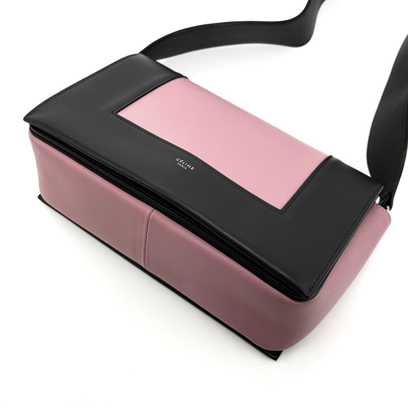 CELINE frame拼色銀扣肩背豆腐包 25*15*11 98新配件塵袋 購證-4