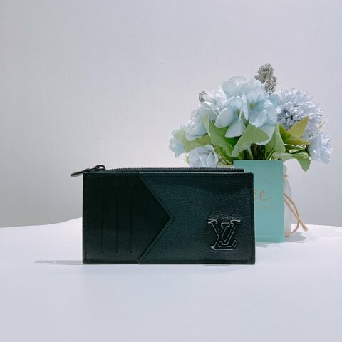 TW4853	Louis Vuitton 路易威登全黑色皮拉鍊卡包 Card holder Monogram Empreinte Black