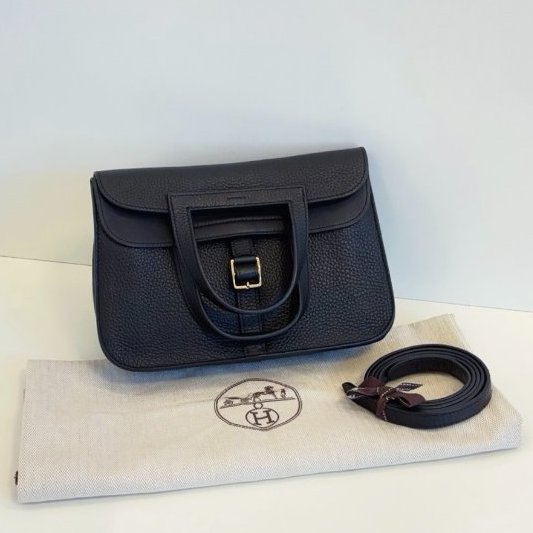 近新品 Hermes愛馬仕 黑金Halzan25-0