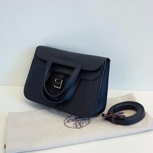 近新品 Hermes愛馬仕 黑金Halzan25-2