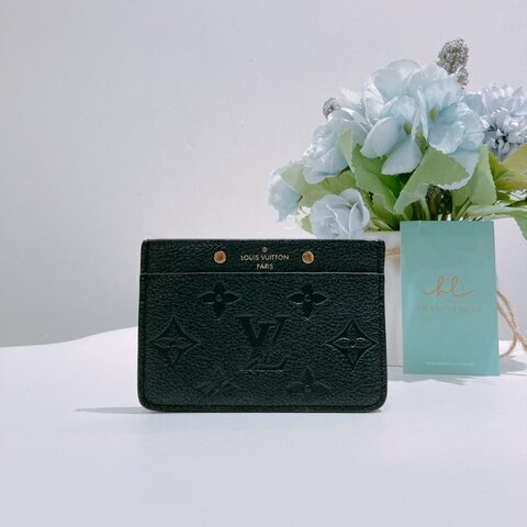 TW4854	Louis Vuitton 路易威登全黑色牛皮薄卡包 Aerogram Coin Card Holder Leather