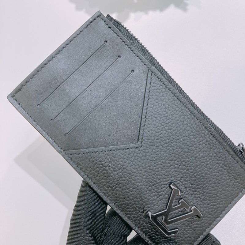 TW4854	Louis Vuitton 路易威登全黑色牛皮薄卡包 Aerogram Coin Card Holder Leather-11