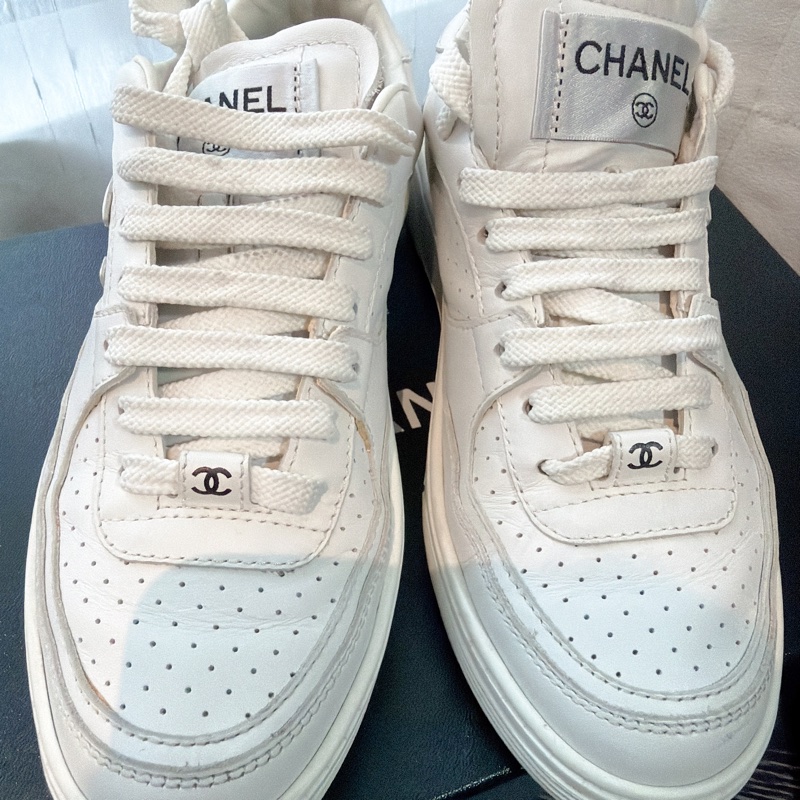 二手精品自賣❤️Chanel香奈兒空軍ㄧ號熱賣款休閒小白鞋👟35號-5