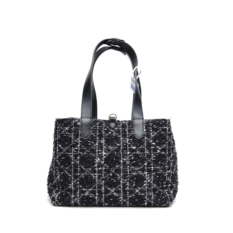 DIOR Toujours手提單肩包中號黑白毛呢金扣2024-2