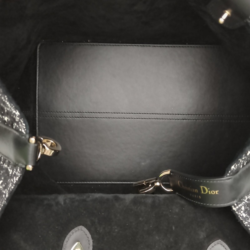 DIOR Toujours手提單肩包中號黑白毛呢金扣2024-5
