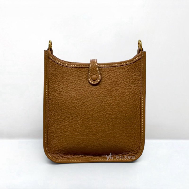 A13216-HERMES Mini Evelyne 37駝色TC皮金釦斜背包H069426CCCI-3