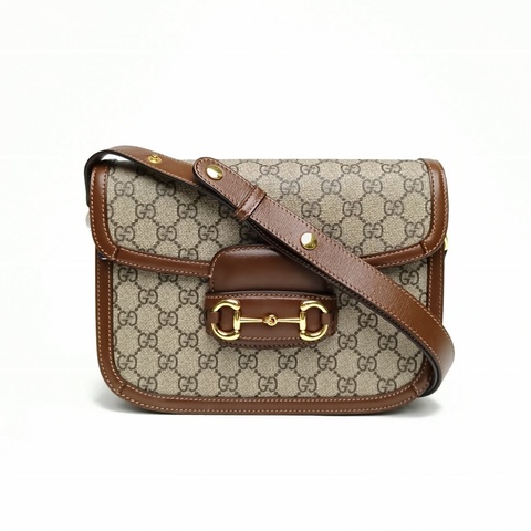 GUCCI Horsebit馬銜扣1955馬鞍包小號棕色金扣肩背包