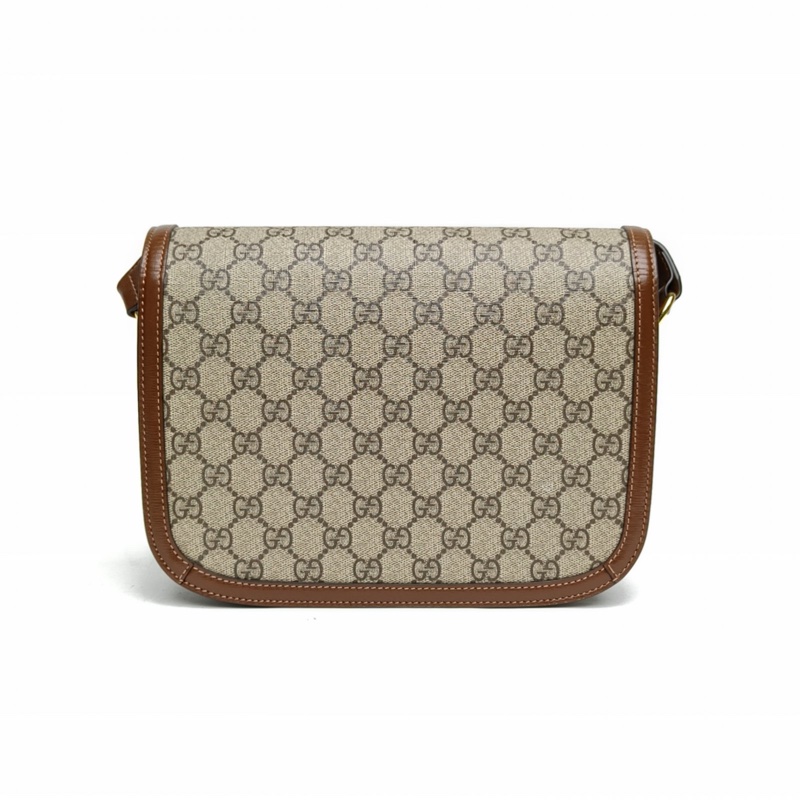 GUCCI Horsebit馬銜扣1955馬鞍包小號棕色金扣肩背包-2