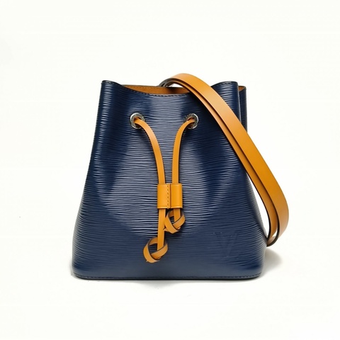 LOUIS VUITTON NÉONOÉ水桶包BB藍色水波紋牛皮銀扣肩背包