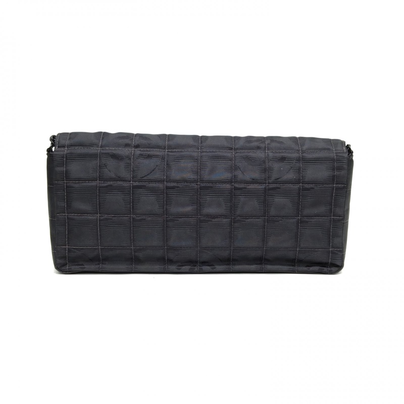 CHANEL 黑色7開黑扣中古soblack布面冰格包-2