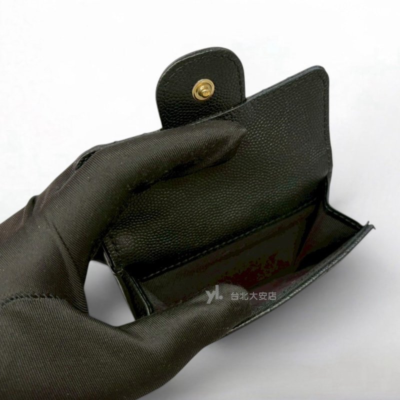 A13217-CHANEL 黑荔枝牛皮金釦前蓋後釦Mini短夾/AP0230-8