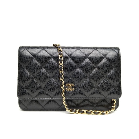 CHANEL CFWOC19黑色荔枝牛皮29開金扣肩背包