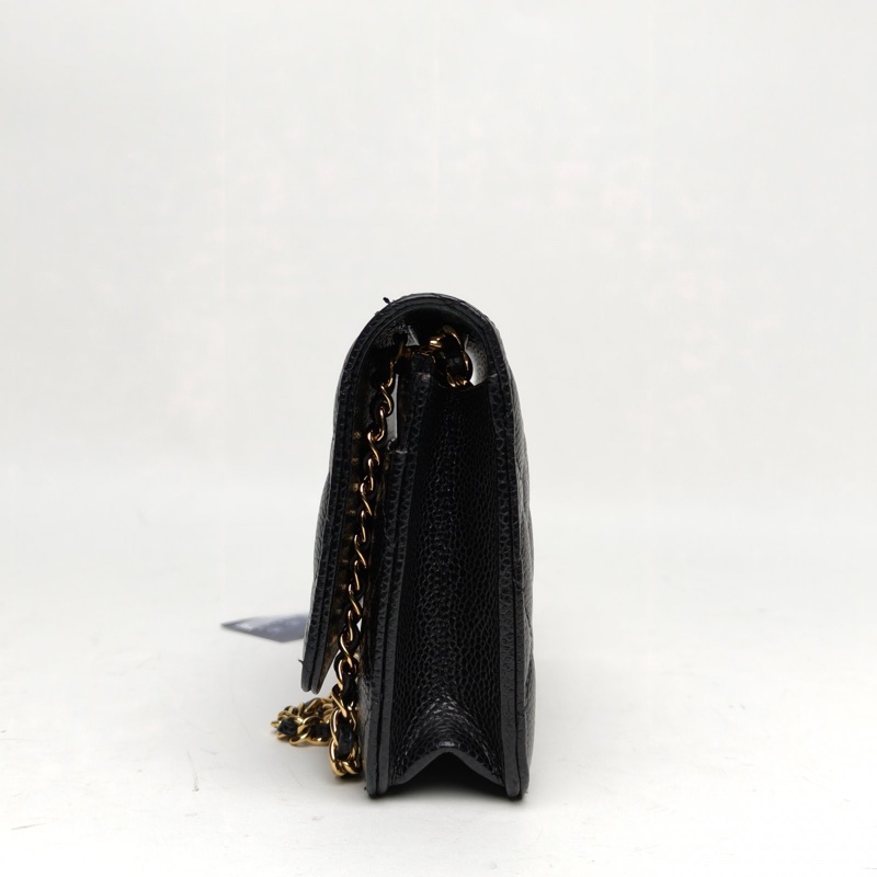 CHANEL CFWOC19黑色荔枝牛皮29開金扣肩背包-1