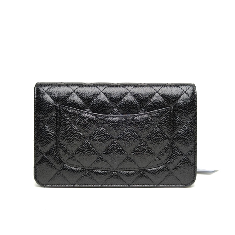 CHANEL CFWOC19黑色荔枝牛皮29開金扣肩背包-2