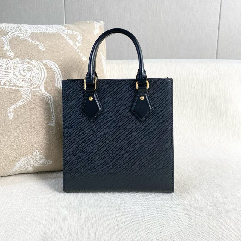 LV Sac Plat BB黑色全皮水波紋琴譜包 芯片款 黑金 金扣 牛皮21*22*9 99新配件肩帶 塵袋-7